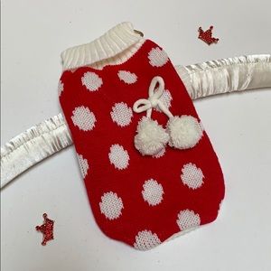 Pet Clothes Dog Cat Sweater White Red Pullover
